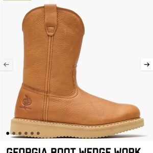 Georgia Boot Tan Leather Work Wedge Pull-On Boot